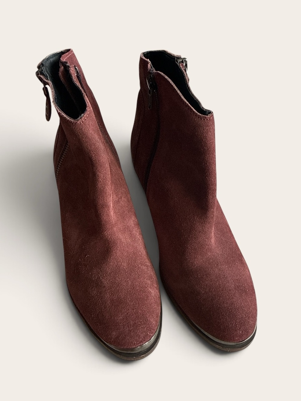 Diba Burgundy Suede Ankle Booties with Block Heel 9 - Picture 3 of 6